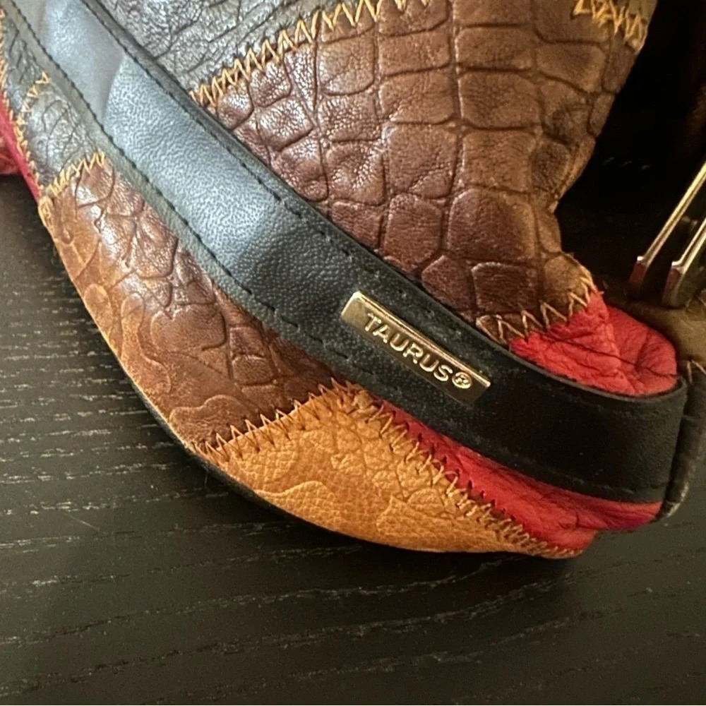 Vintage Taurus Leather Patchwork Purse - image 5
